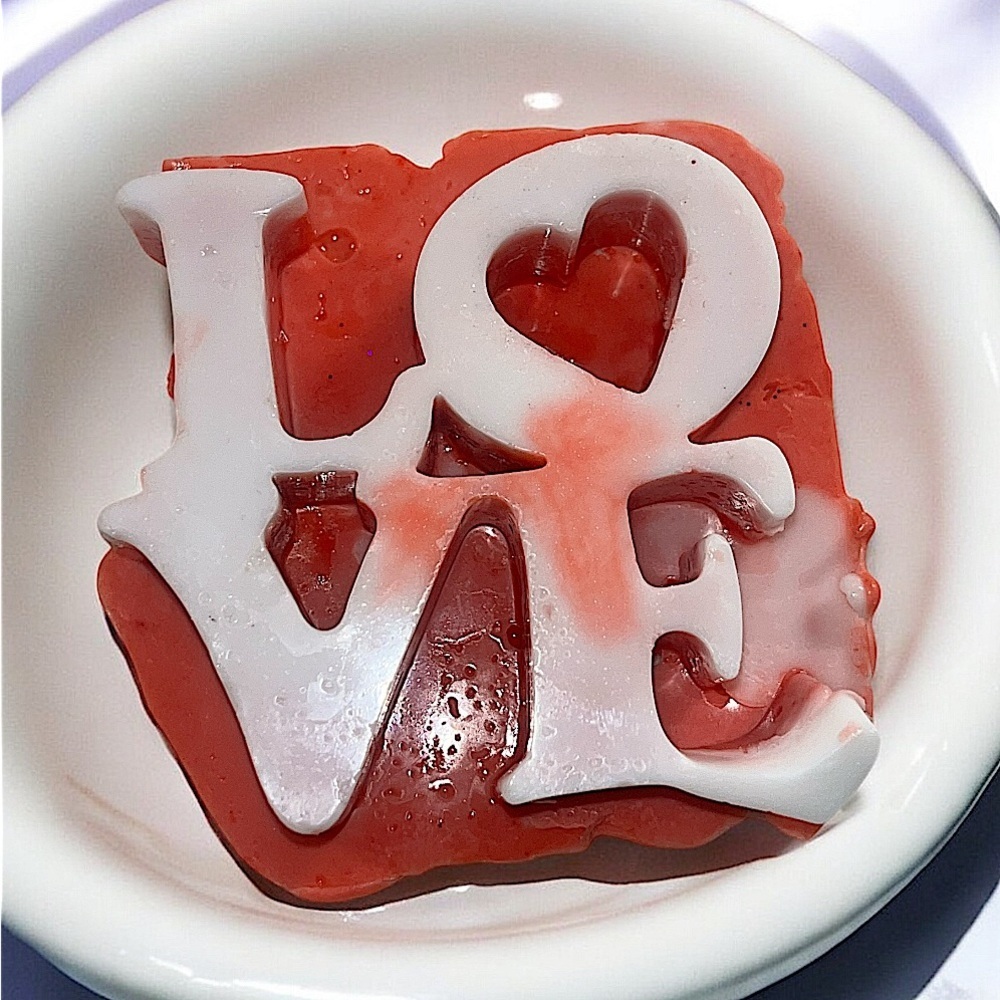 Cherry vanilla w SHIMMER soap handmade 4x3 inch 4oz shea butter & oatmeal butter